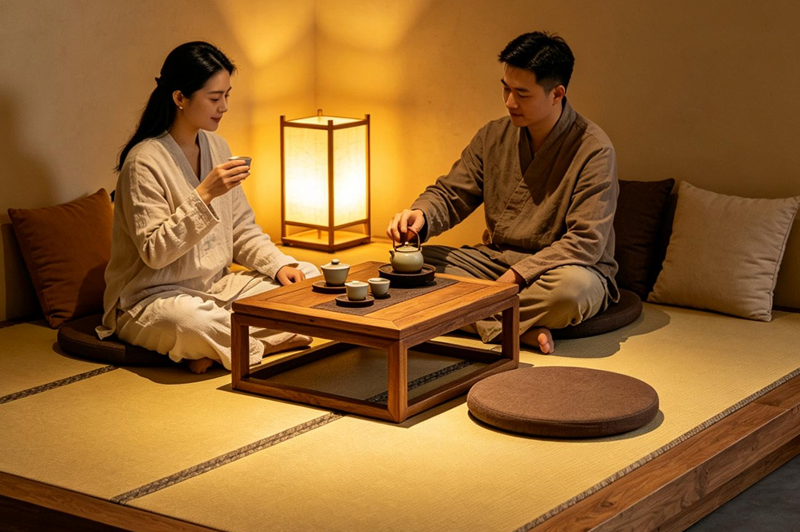 榻榻米地台 + 矮茶桌组合